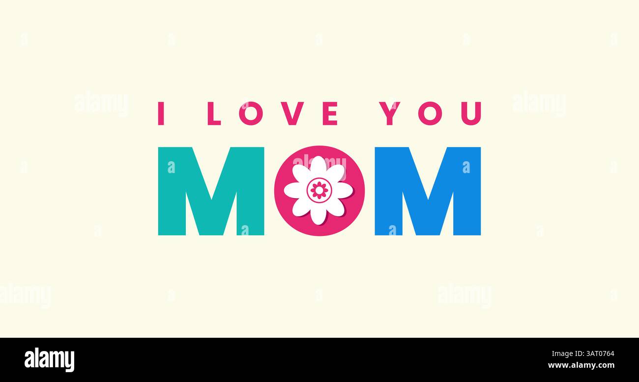 Ti amo mamma tipografia con un cuore bellissimo per la festa della mamma Illustrazione Vettoriale