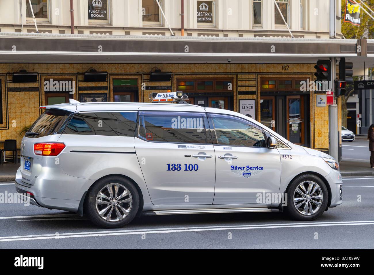 Noleggio taxi privato Silver Service, auto per corriere persone, centro di Sydney, nuovo Galles del Sud, Australia Foto Stock