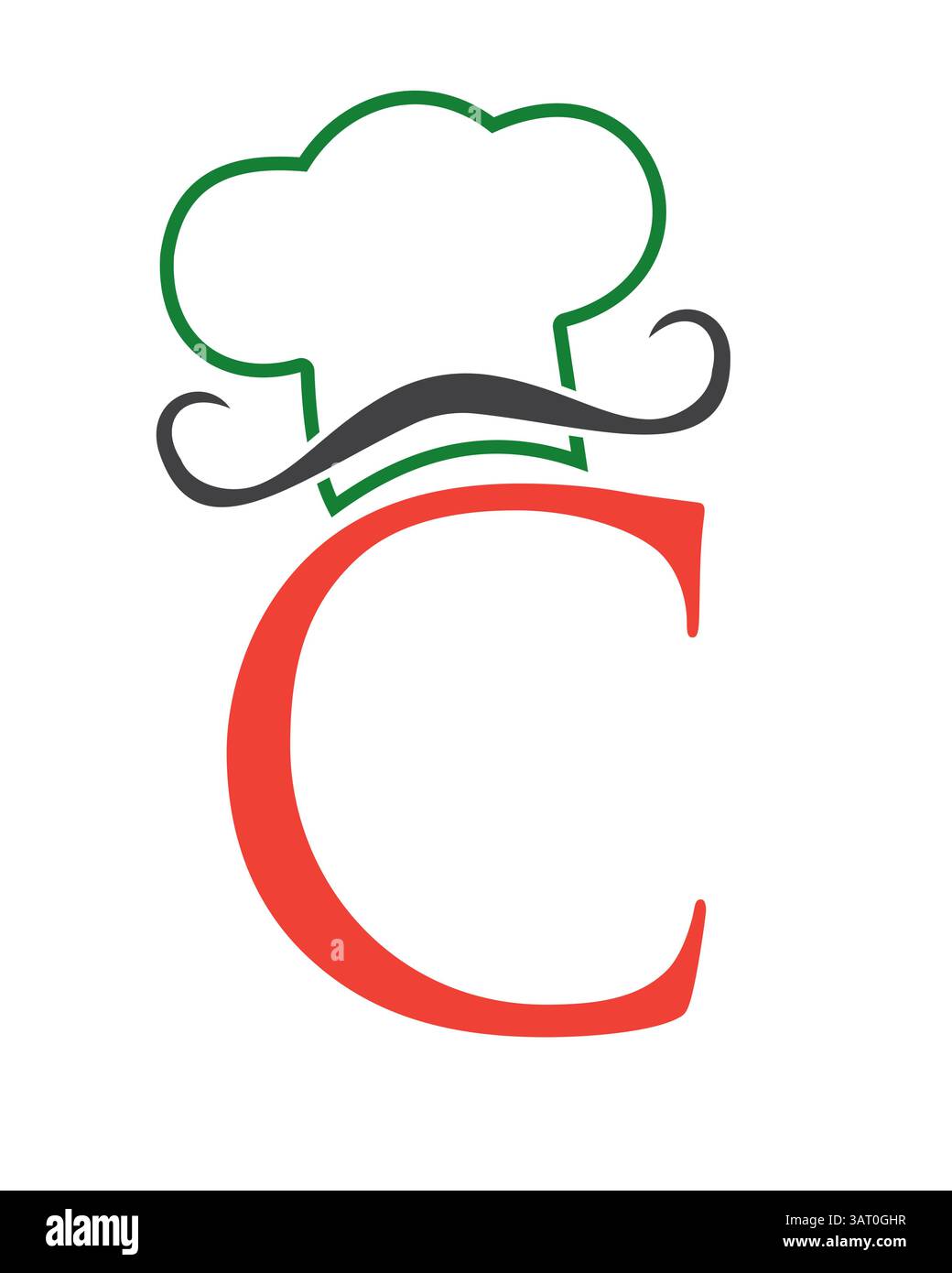 Lettera iniziale C simbolo cappello Chef per il modello vettoriale di design del logo del ristorante Illustrazione Vettoriale
