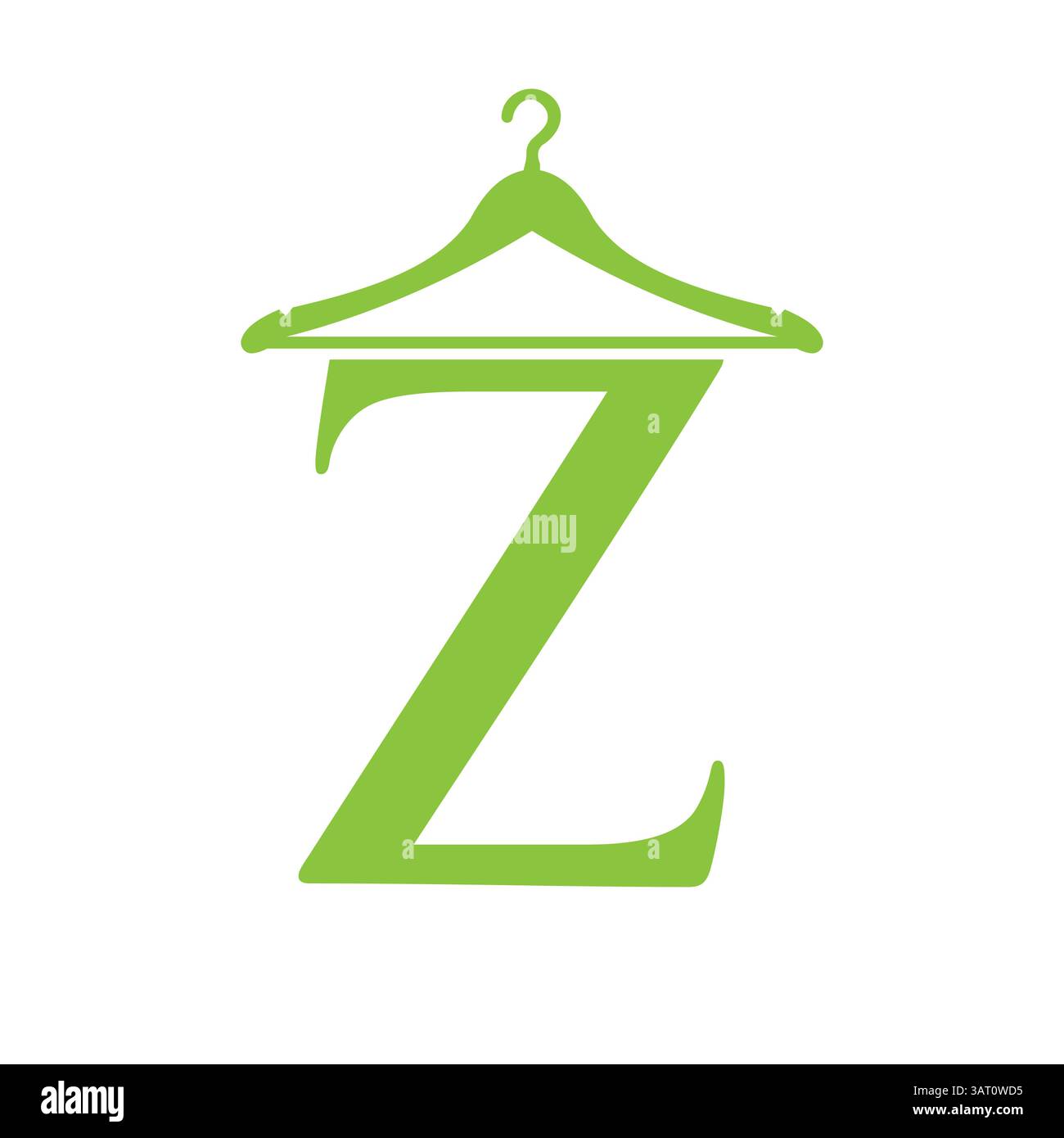 Logo per lavanderia Letter Z con simbolo di appendiabiti per il modello dell'azienda di pulizia e pulizia Illustrazione Vettoriale