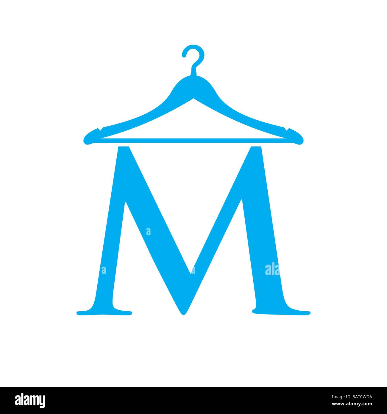 Logo Letter M Laundry con simbolo di appendiabiti per il modello dell'azienda di pulizia e pulizia Illustrazione Vettoriale