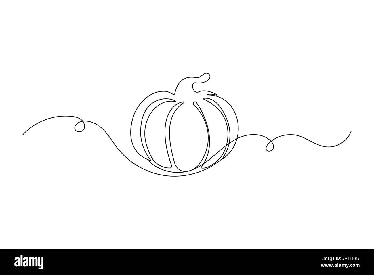 Icona minimalista della zucca illustrazione vettoriale a una linea Illustrazione Vettoriale