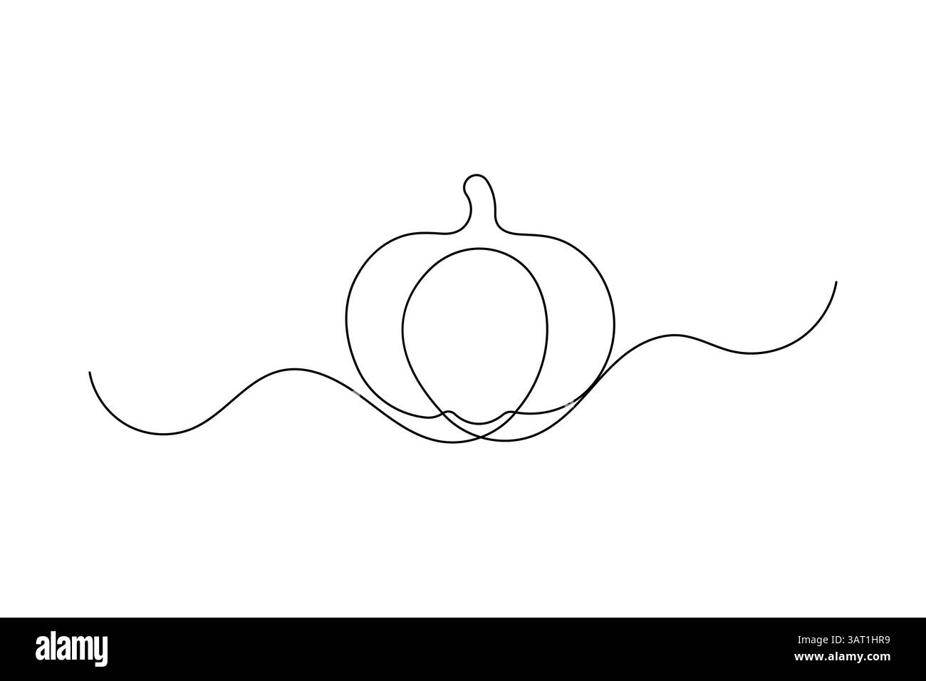 Icona minimalista della zucca illustrazione vettoriale a una linea Illustrazione Vettoriale