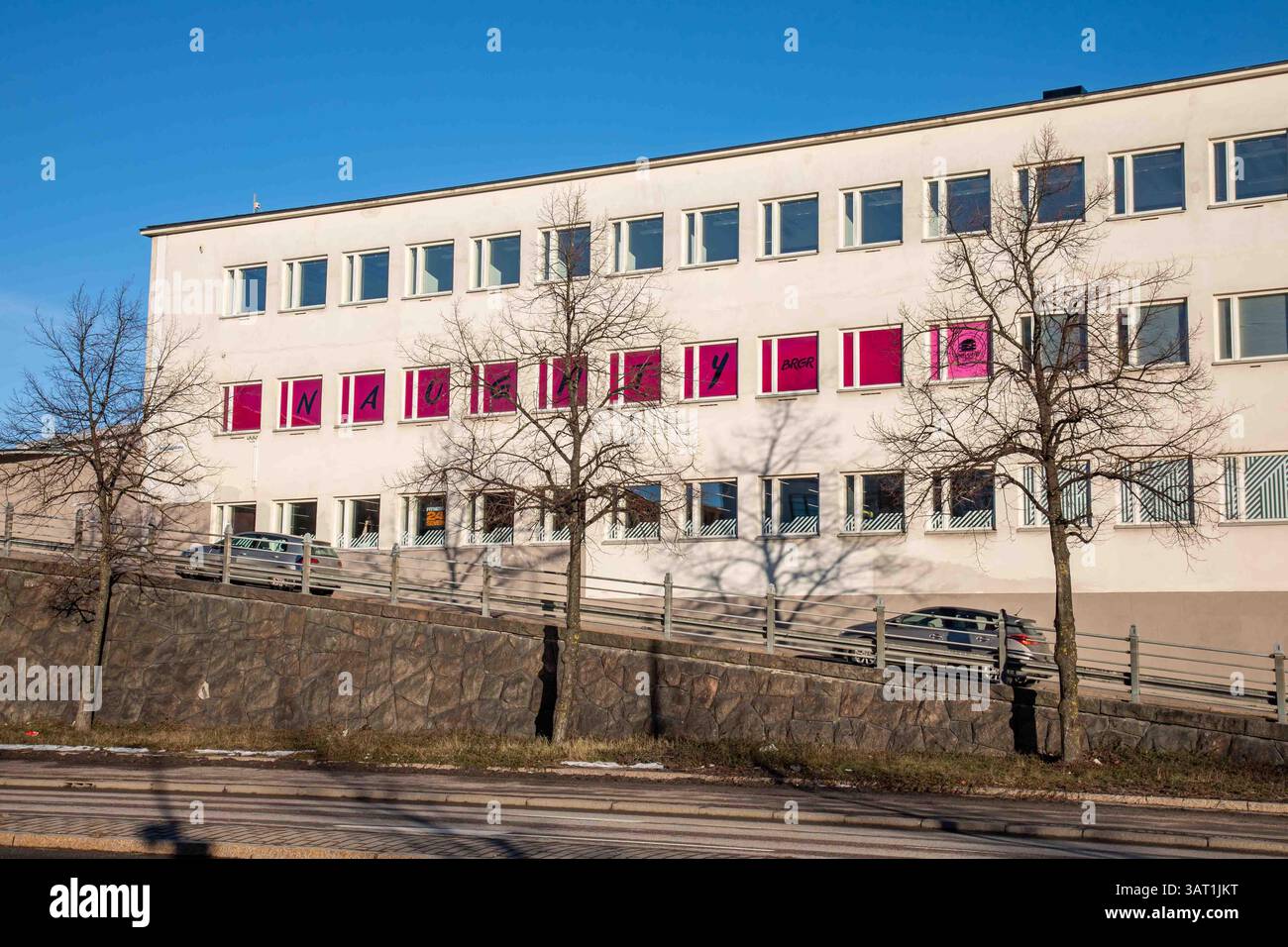 Edificio per uffici a Sturenkatu 21 visto da Teollisuuskatu nel quartiere Vallila di Helsinki, Finlandia Foto Stock