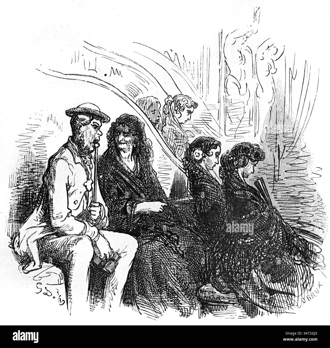 Frequentatori di teatri, spettatori o spettatori in un teatro Box, Loge o Opera Box, nel Teatro di Siviglia Siviglia, Spagna. Incisione vintage o storica o illustrazione di Gustave Doré 1866 Foto Stock