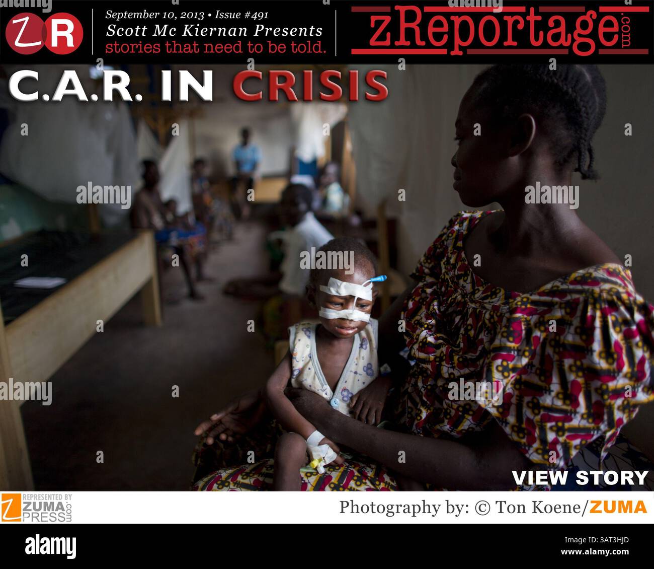 zReportage.com Story of the Week # 491 - C.A.R. in Crisis - lanciato il 10 settembre 2013 - esperienza multimediale completa: Audio, immagini, testo e video: Vai su http://www.zReportage.com per saperne di più - la Repubblica Centrafricana (C.A.R.) è nella morsa di una crisi umanitaria e la maggior parte della sua gente non ha accesso ai servizi medici di base a causa dell'insicurezza e della mancanza di finanziamenti. Il paese è stato instabile fin dalla sua indipendenza dalla Francia nel 1960 ed è uno dei paesi meno sviluppati del mondo. Il nuovo leader ribelle giurato Michel Djotodia sta lottando per controllare gli impoveriti Foto Stock