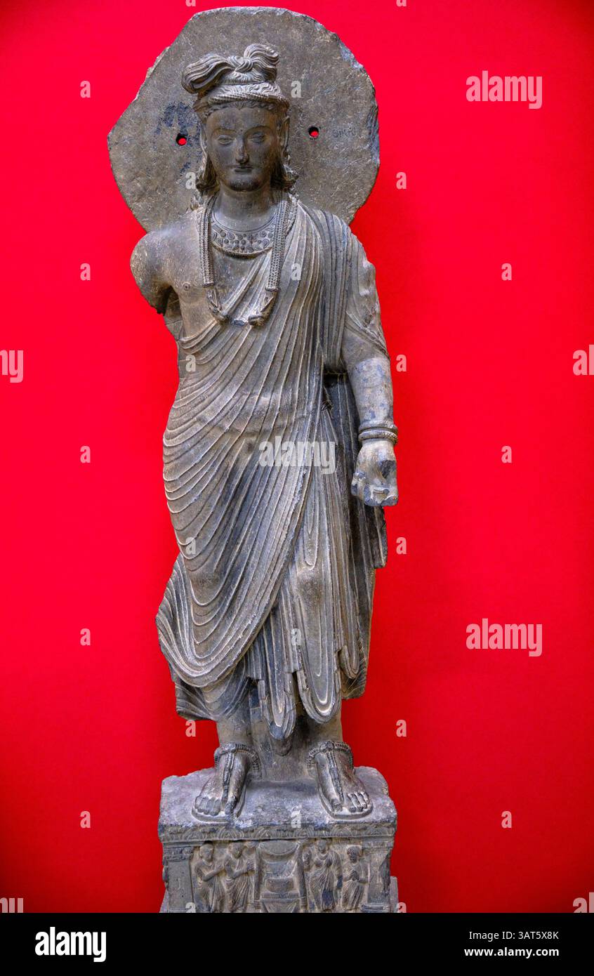 India, Punjab e Haryana, Chandigarh, Government Museum and Art Gallery, Bodhisattva, Sikrai, II secolo Foto Stock
