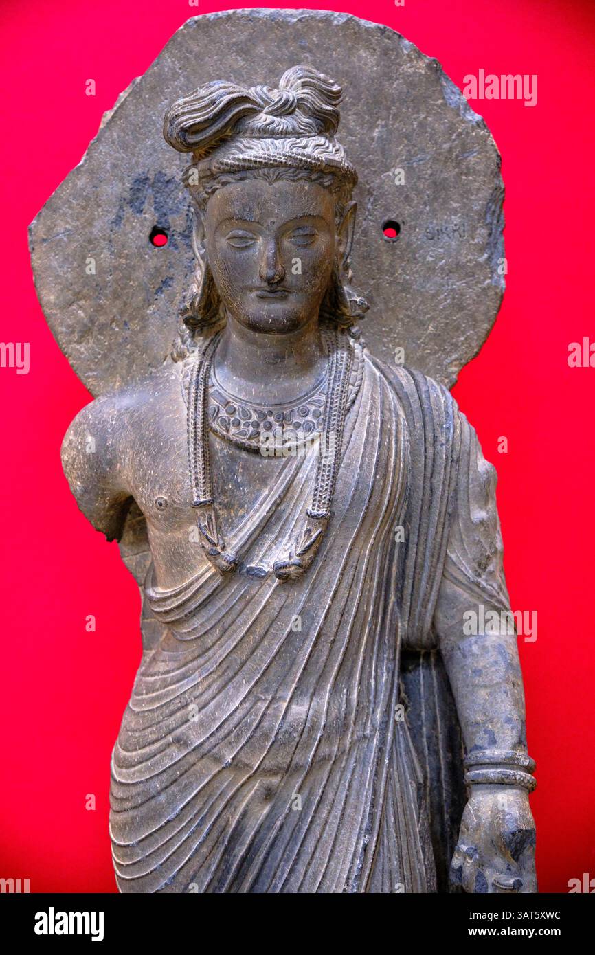 India, Punjab e Haryana, Chandigarh, Government Museum and Art Gallery, Bodhisattva, Sikrai, II secolo Foto Stock