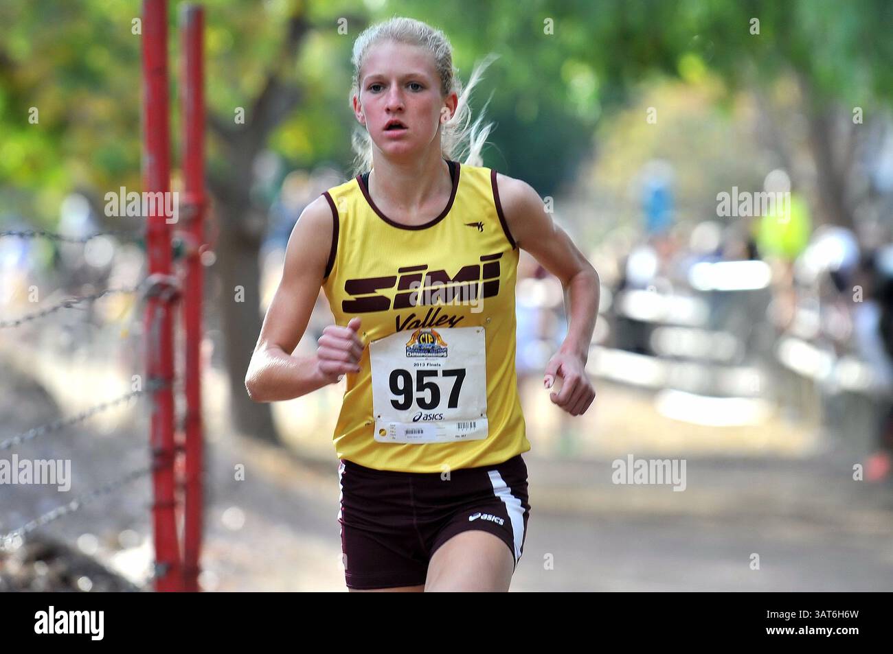 23 novembre 2013 Walnut, CA..Simi Valley High School Sarah Baxter, una delle migliori ragazze runner della nazione, corre al suo quarto campionato consecutivo CIF-Southern Section Finals con il tempo di 16:21 al Mt. San Antonio College di Walnut, California. Baxter, che ha annunciato la scorsa settimana che parteciperà all'Università dell'Oregon, ha guidato la sua squadra al campionato CIF-Southern Section Division 2 e si svolgerà al CIF State Meeting sabato 30 novembre al Woodward Park di Fresno, California. Josh Thompson/Cal Sport Media (immagine di credito: © Josh Thompson/Cal Sport Media/ZUMAPRESS.com) Foto Stock