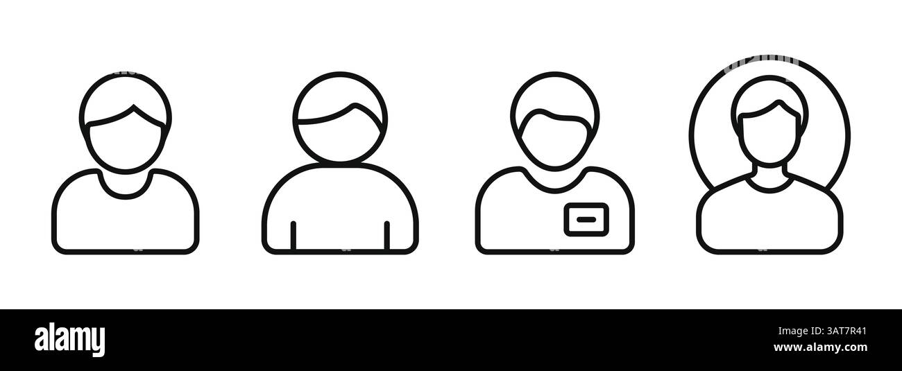 Le icone del profilo utente impostano i simboli avatar delle persone per l'identità digitale Illustrazione Vettoriale