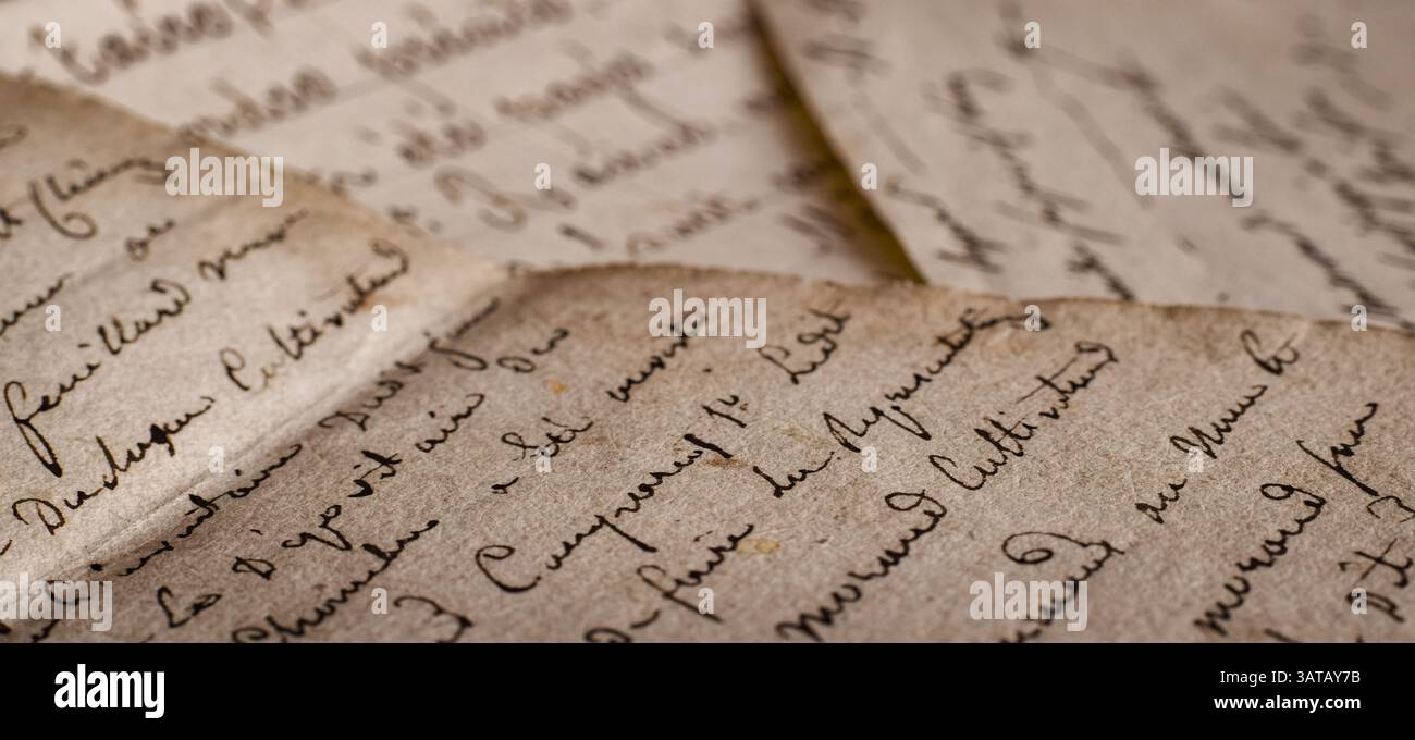 Vecchie lettere scritte in stile vintage banner Web di sfondo Foto Stock
