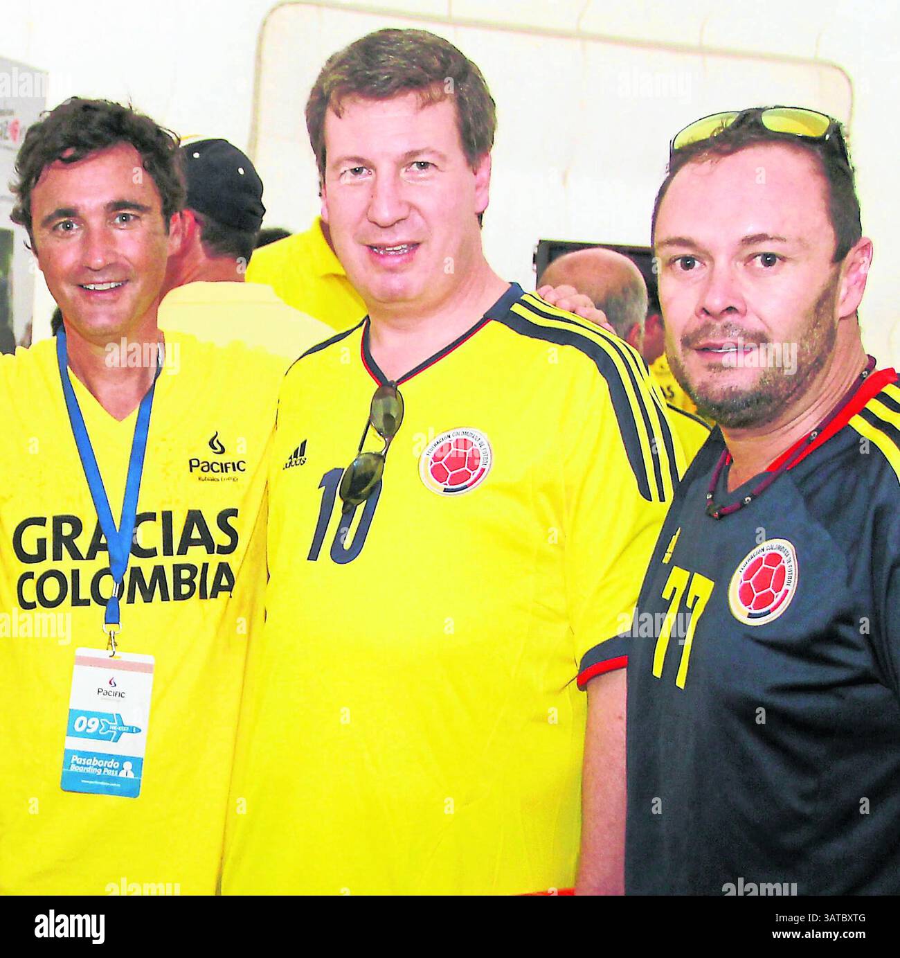 9 settembre 2013 - Colombia - Barranquilla 06 settembre 2013. PACIFIC RUBIALES ofreciÃÆ Ã‚Â³ un almuerzo en el estadio Metropolitano de Barranquilla a Sus invitados al juego de Colombia y Ecuador en la foto de izquierda a derecha, Roberto Pombo, Jhon Ruiz, Juan Carlos Archila y German calle.foto. Carlos Capella/El Tiempo CrÃÆ'Ã‚Â©dito: CEET FotÃÆ'Ã‚Â³grafo: CARLOS CAPELLA (immagine di credito: © El Tiempo/GDA/ZUMAPRESS.com) Foto Stock