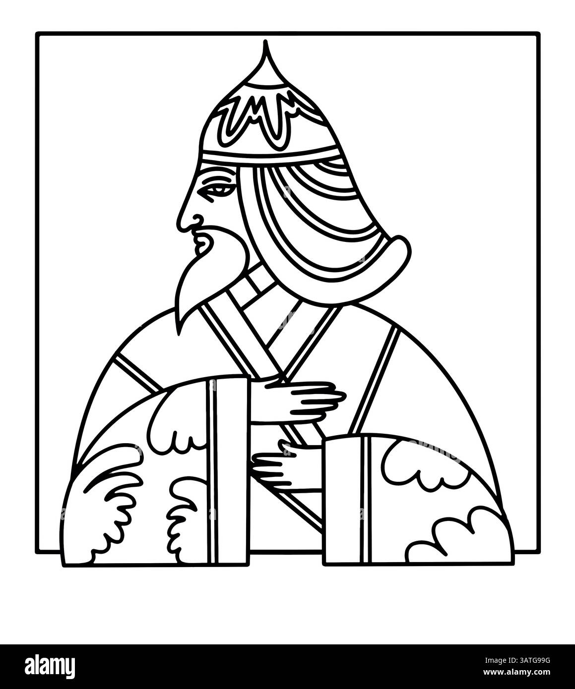 Ritratto stilizzato di Uzbeg Khan in arto storico Foto Stock