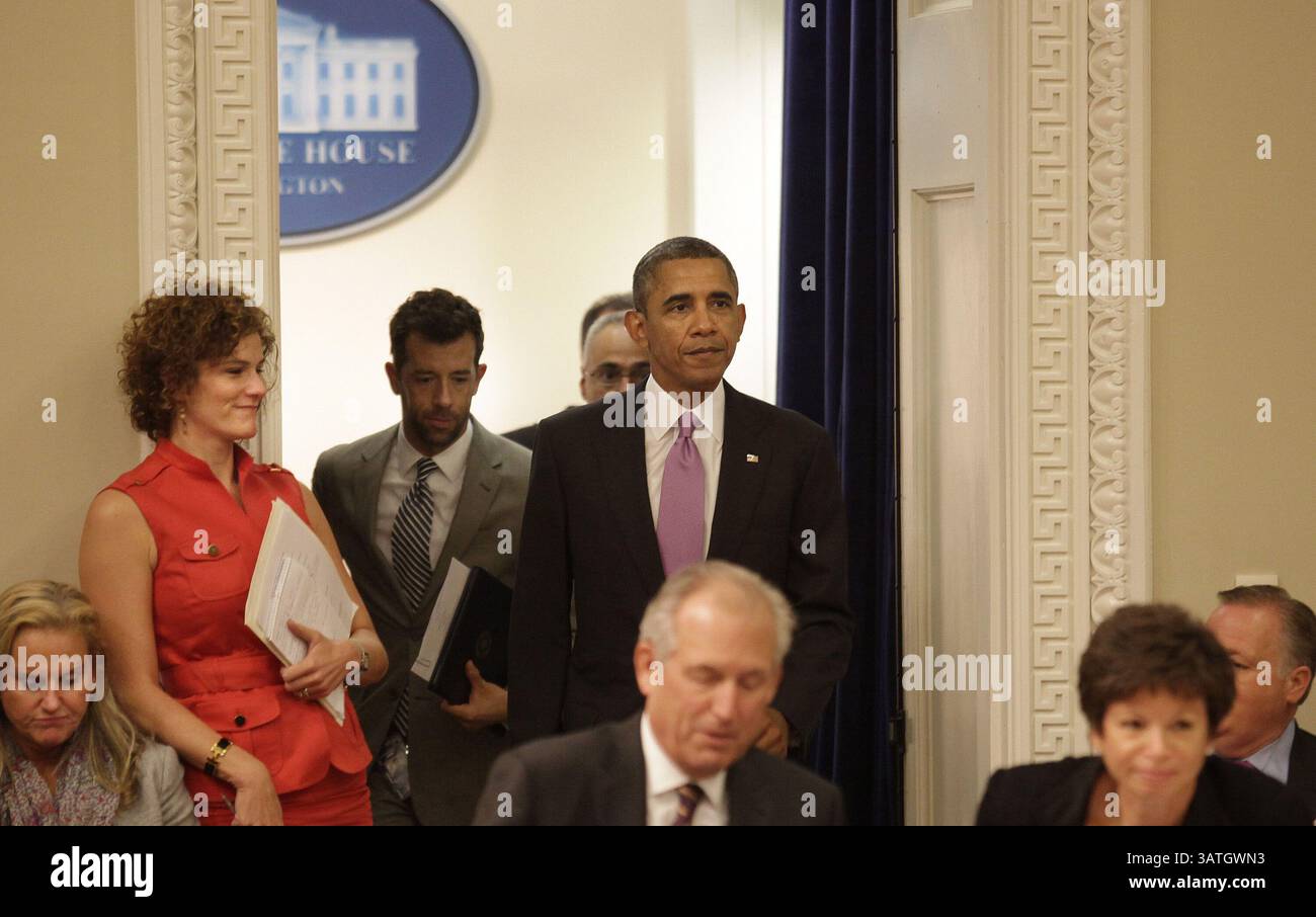 19 settembre 2013 - Washington, District of Columbia, U. S - il presidente degli Stati Uniti Barack Obama arriva per rilasciare le sue osservazioni in una riunione del suo Consiglio per l'esportazione nell'edificio Eisenhower Executive Office a Washington, DC, il 19 settembre 2013. (Immagine di credito: © Prensa Internacional/ZUMAPRESS.com) Foto Stock