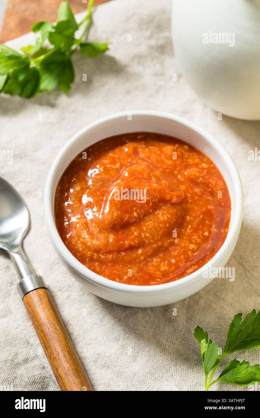 Salsa cocktail di pomodoro piccante con salsa al limone e rafano Foto Stock