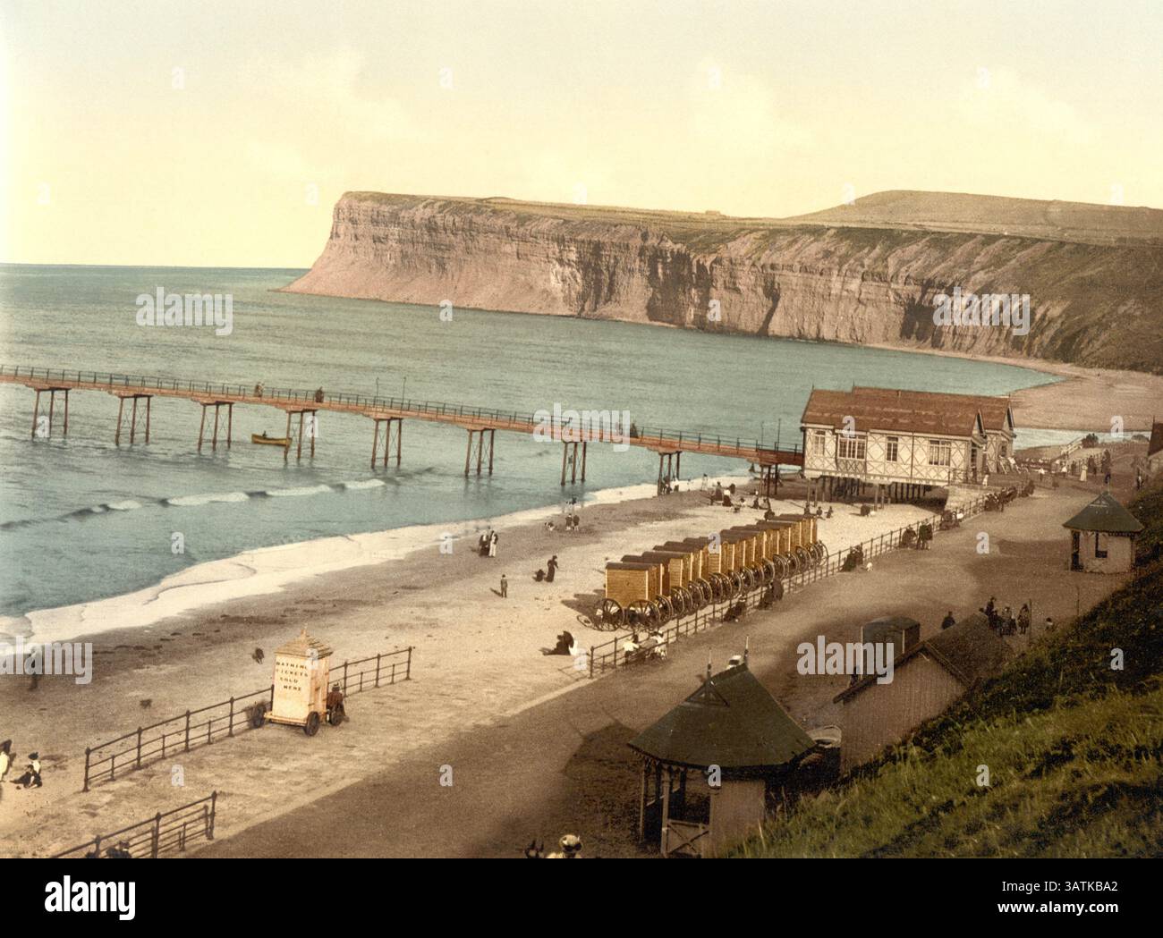8 marzo 2016 - General View, Saltburn-by-the-Sea, Yorkshire, Inghilterra, Photochrome Print, circa 1900 (immagine di credito: © Glasshouse via ZUMA Wire) Foto Stock