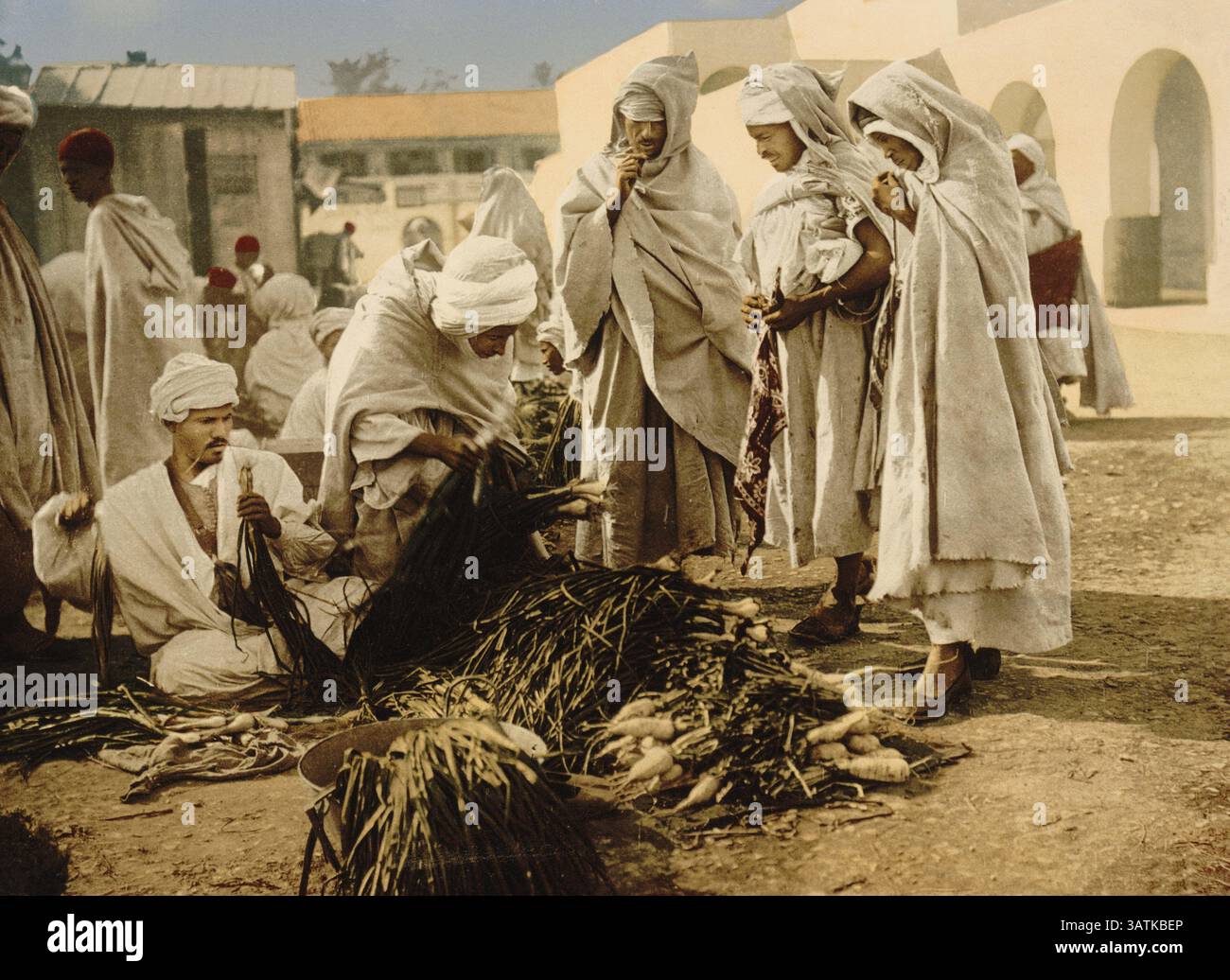 6 aprile 2016 - Market, Biskra, Algeria, Photochrome Print, circa 1899 (immagine di credito: © Glasshouse via ZUMA Wire) Foto Stock