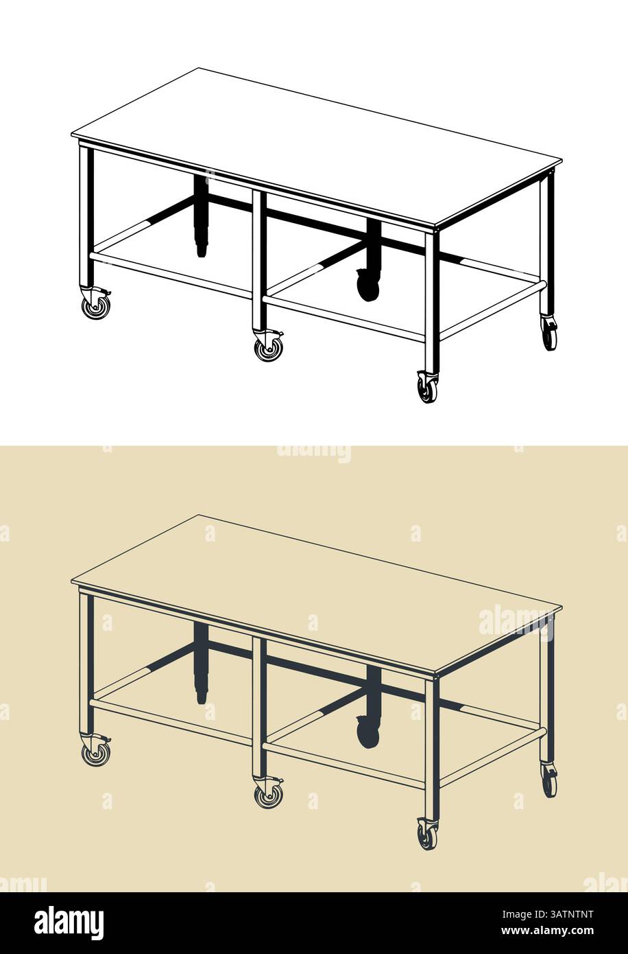 Illustrazioni vettoriali stilizzate di una tavola in acciaio Illustrazione Vettoriale