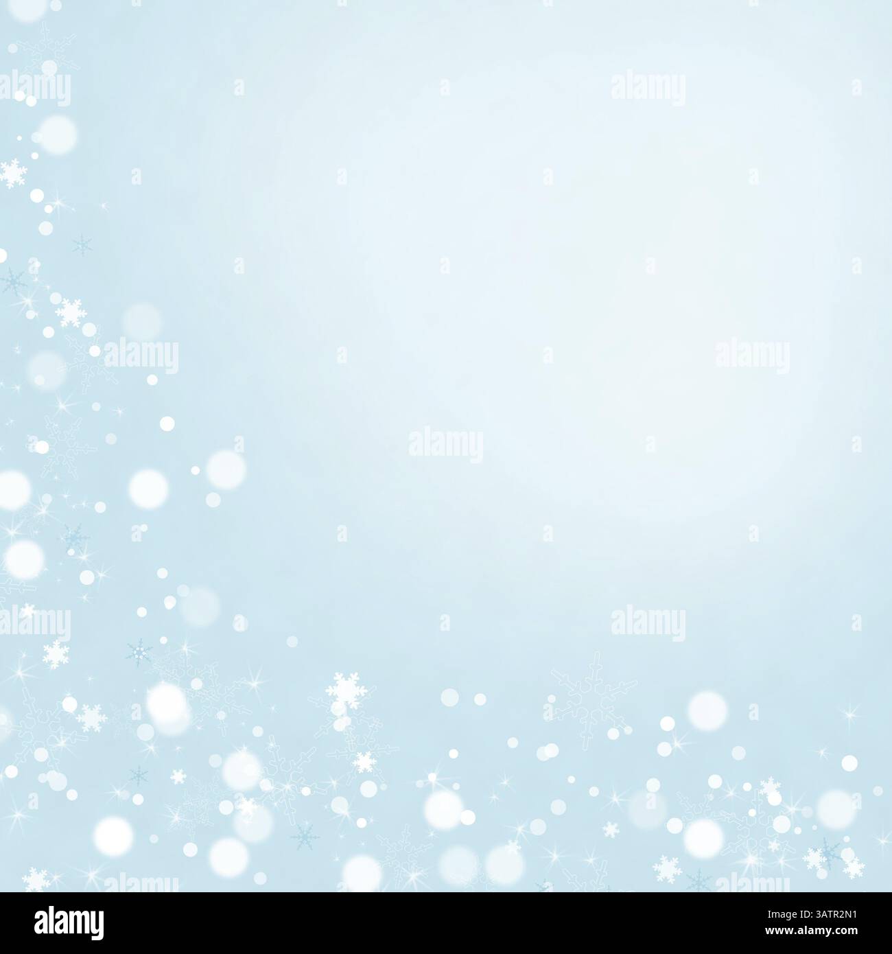 Sfondo invernale - fiocchi di neve sulla texture azzurra Foto Stock