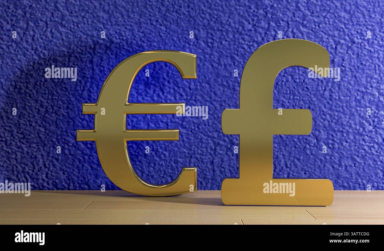 Simboli valutari: Euro e sterlina Foto Stock