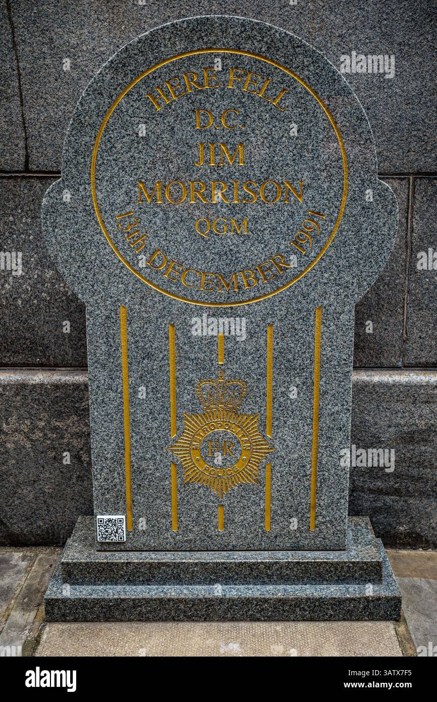 DC Jim Morrison Memorial Londra - il detective Constable Jim Morrison che è stato ucciso nel 1991 fuori della High Commission indiana nel centro di Londra. Foto Stock