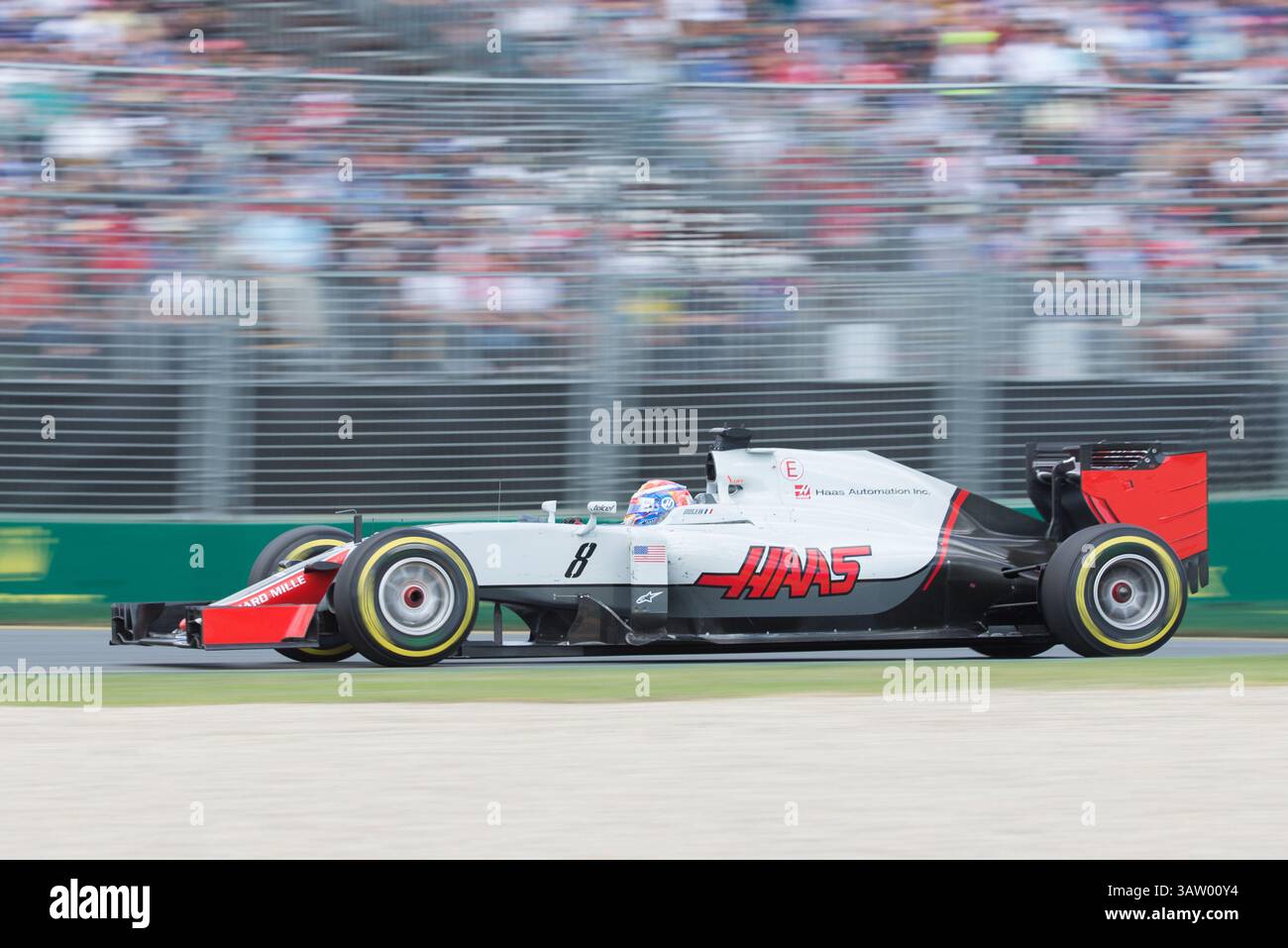 20 marzo 2016: Romain Grosjean (fra) #8 del team Haas F1 al turno due del Gran Premio di Formula uno australiano 2016 ad Albert Park, Melbourne, Australia. Sydney Low/Cal Sport Media (immagine di credito: © Sydney Low/CSM tramite cavo ZUMA) Foto Stock