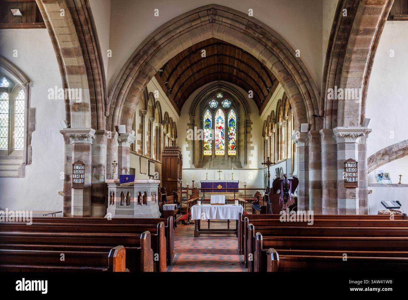 St Nicholas Church, Grosmont, Monmouthshire, Galles, Regno Unito Foto Stock