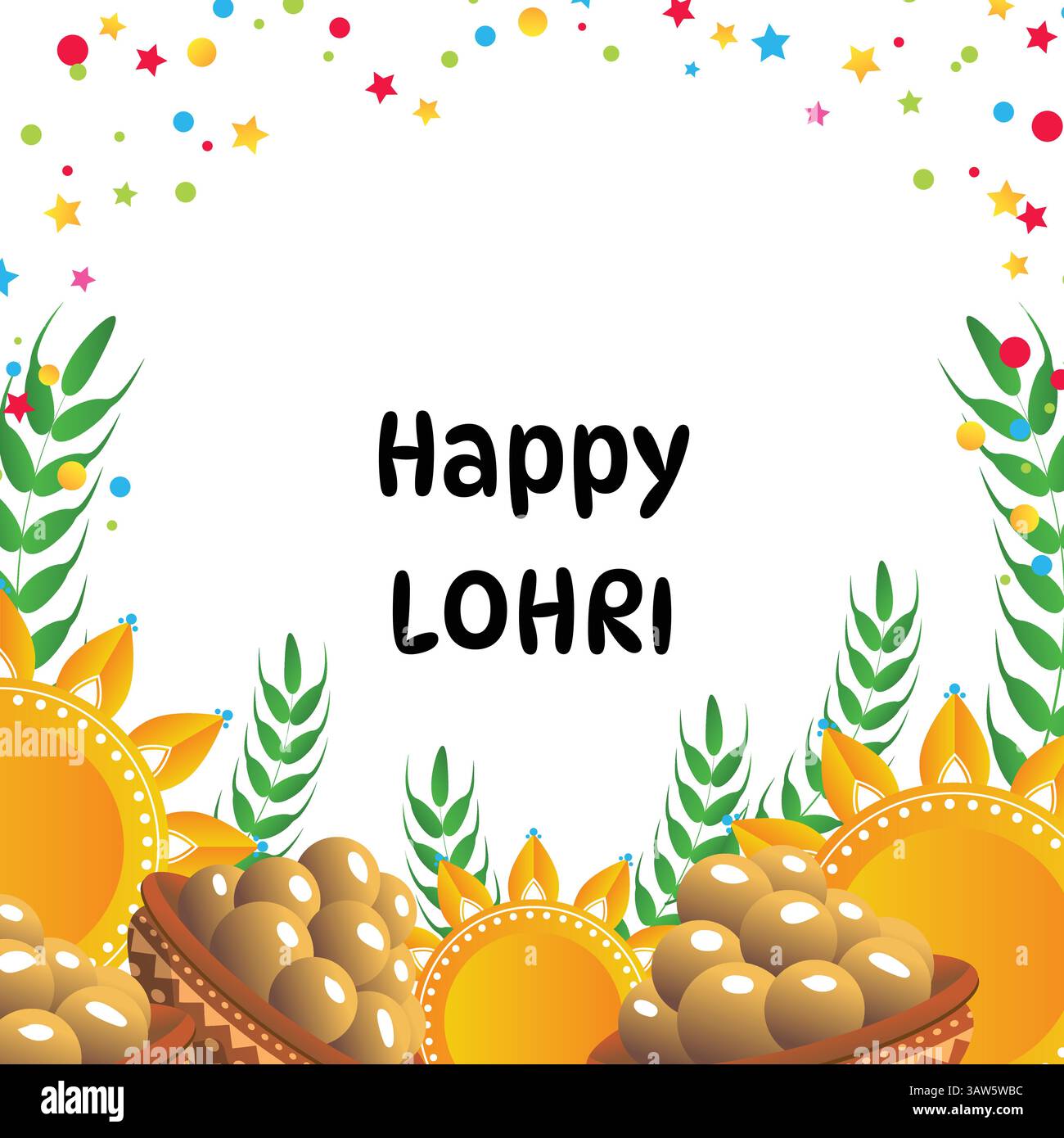 Lohri Festival Punjabi Celebration Vector Illustration Illustrazione Vettoriale