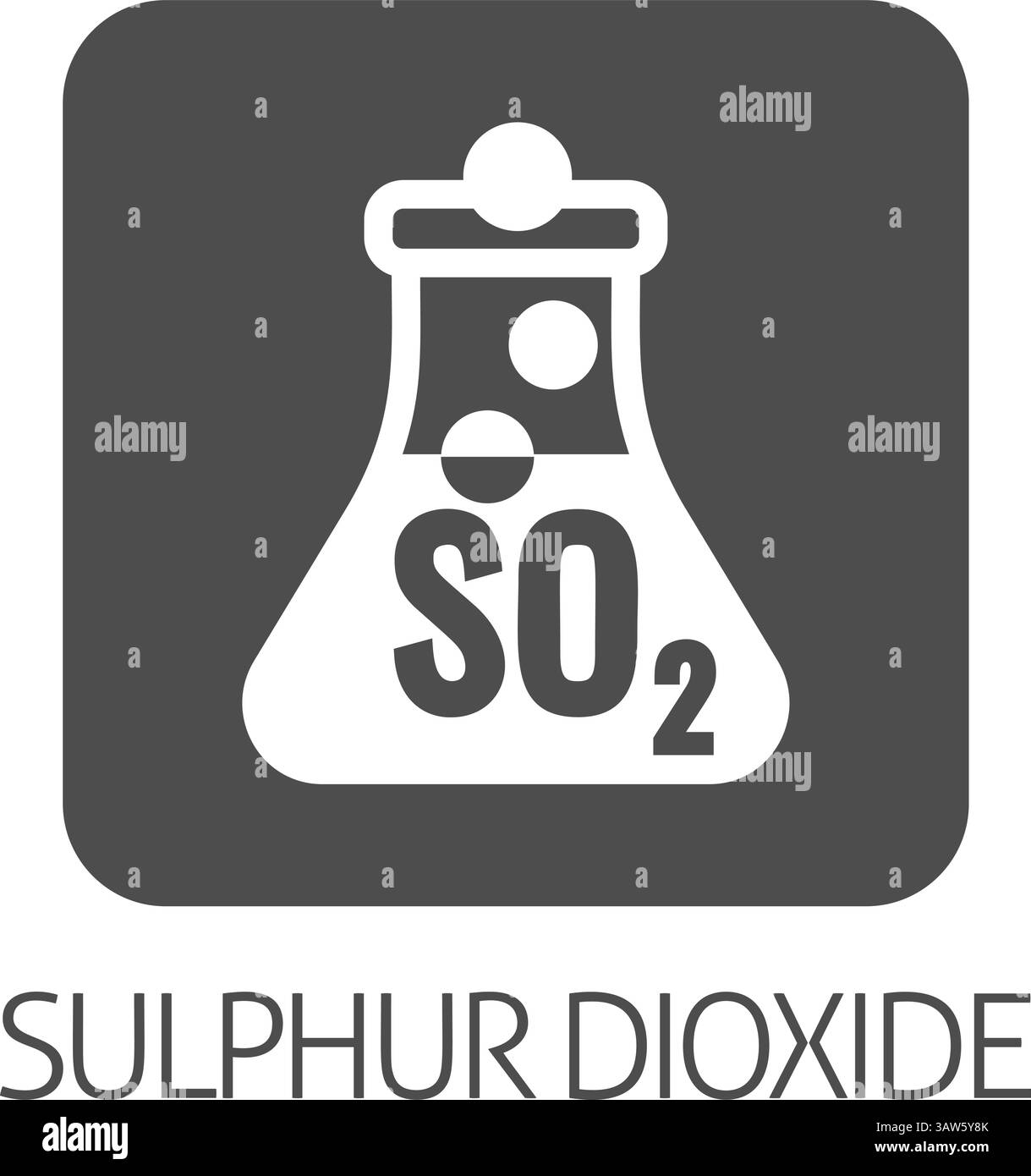 Informazioni sull'icona chimica del becher a anidride solforosa Illustrazione Vettoriale