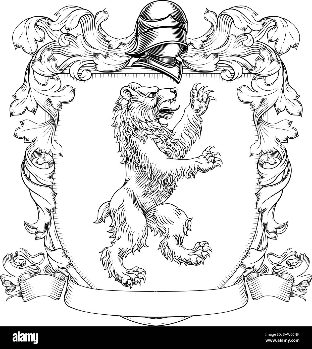 Stemma della famiglia Bear Coat of Arms, scudo araldico Illustrazione Vettoriale