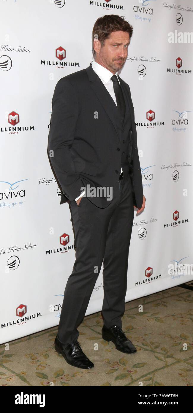 16 aprile 2016 - Beverly Hills, CA, Stati Uniti - LAS VEGAS - 16 aprile: Gerard Butler al Gala to Honor AVI Lerner e Millennium Films al Beverly Hills Hotel il 16 aprile 2016 a Beverly Hills, CA (immagine di credito: © Kathy Hutchins/Newscom via ZUMA Press) Foto Stock