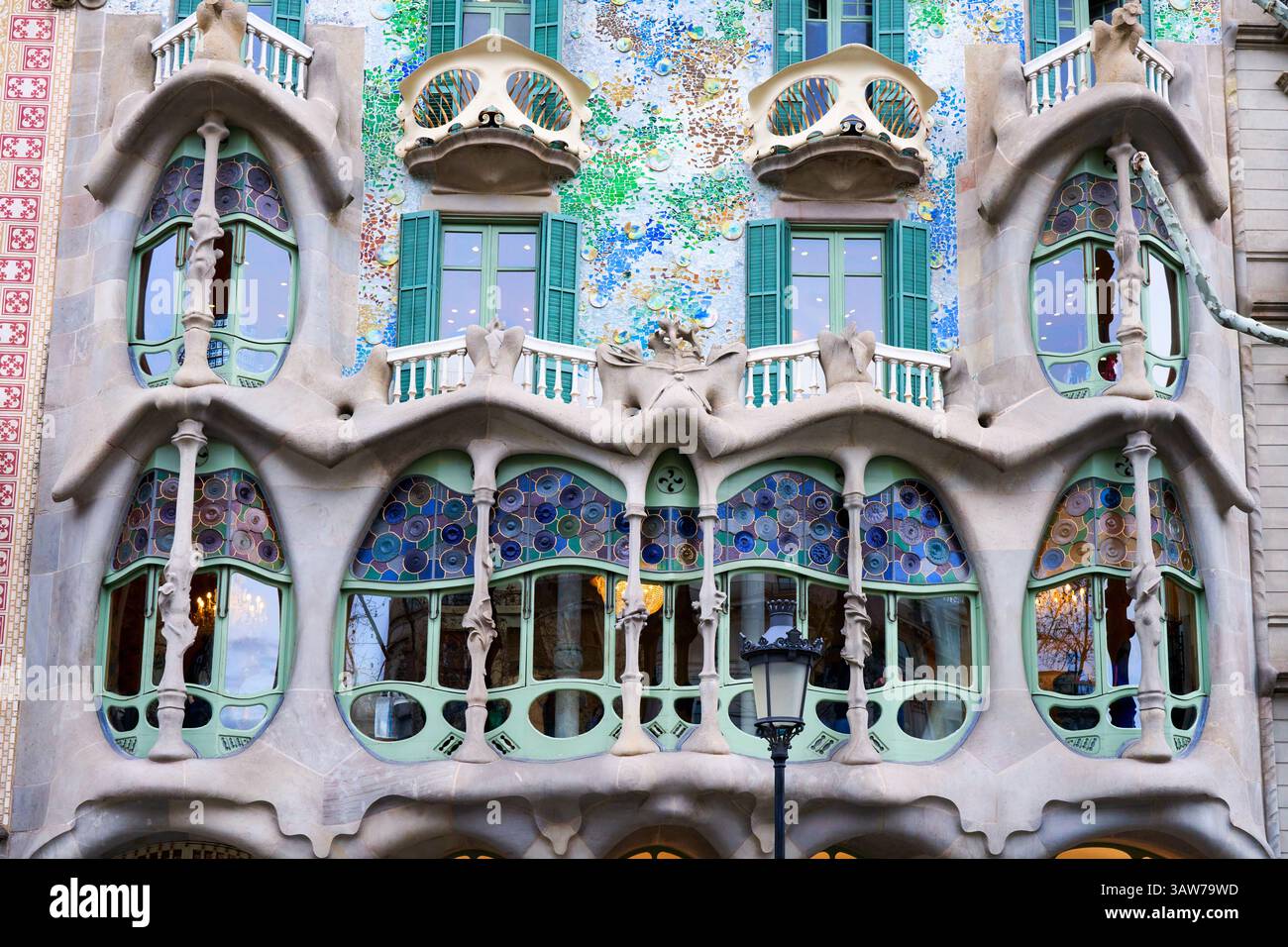 Casa Batlló, Antonio Gaudi, Barcellona, Catalogna, Spagna, Europa Foto Stock