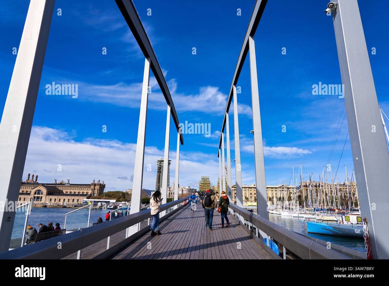 Rambla de Mar, Porto di Barcellona, Catalogna, Spagna, Europa Foto Stock