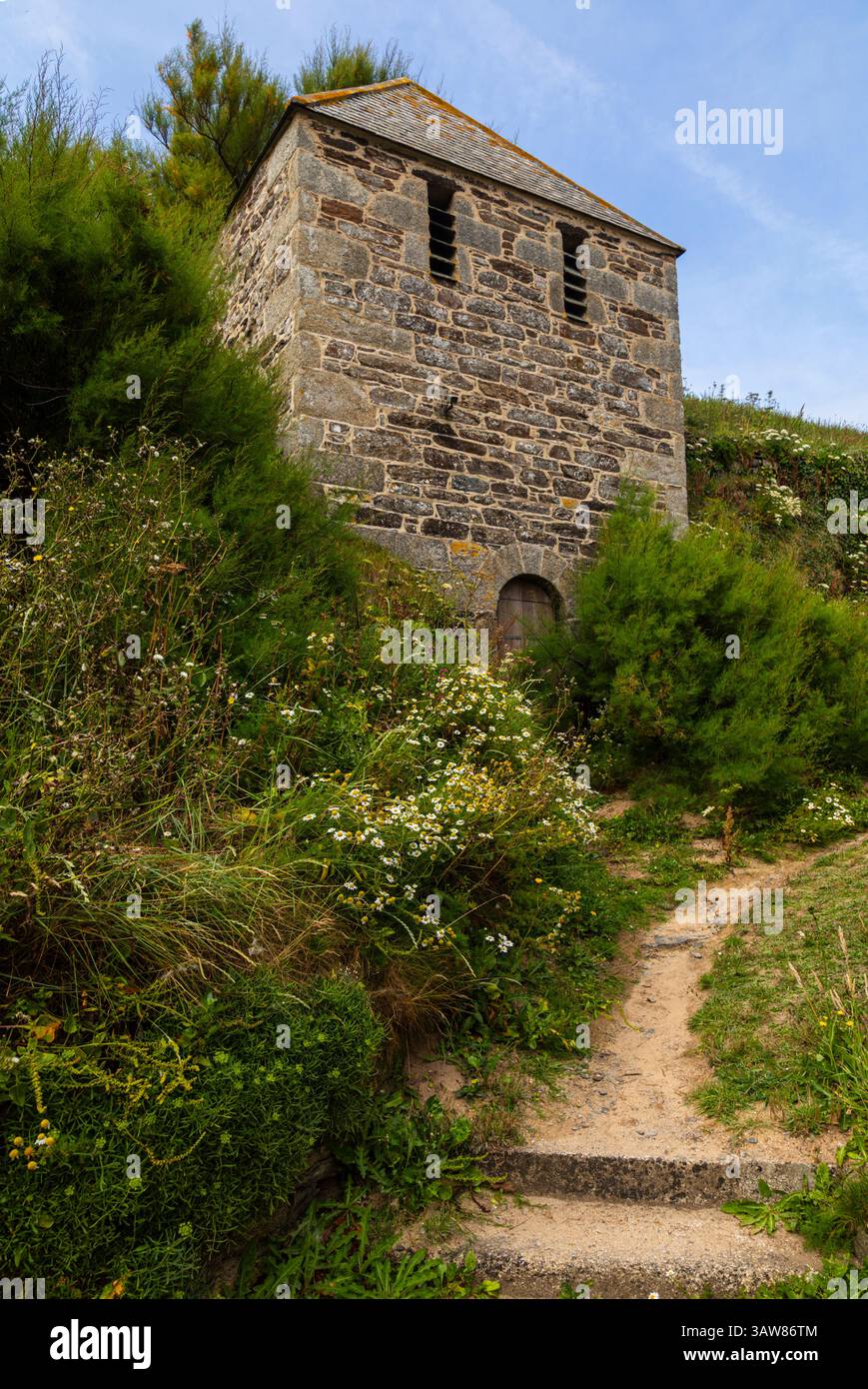 Church Cove Gunwalloe Bell Tower Foto Stock