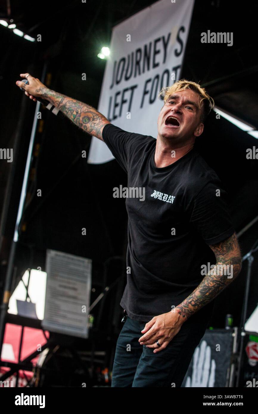 25 giugno 2016 - San Antonio, Texas, USA - New Found Glory si esibisce al Warped Tour 2016 a San Antonio, Texas il 25 giugno 2016 (06/25/16). Foto di JORDAN PUNDIK. (Immagine di credito: © Michael Mullenix via ZUMA Wire) Foto Stock
