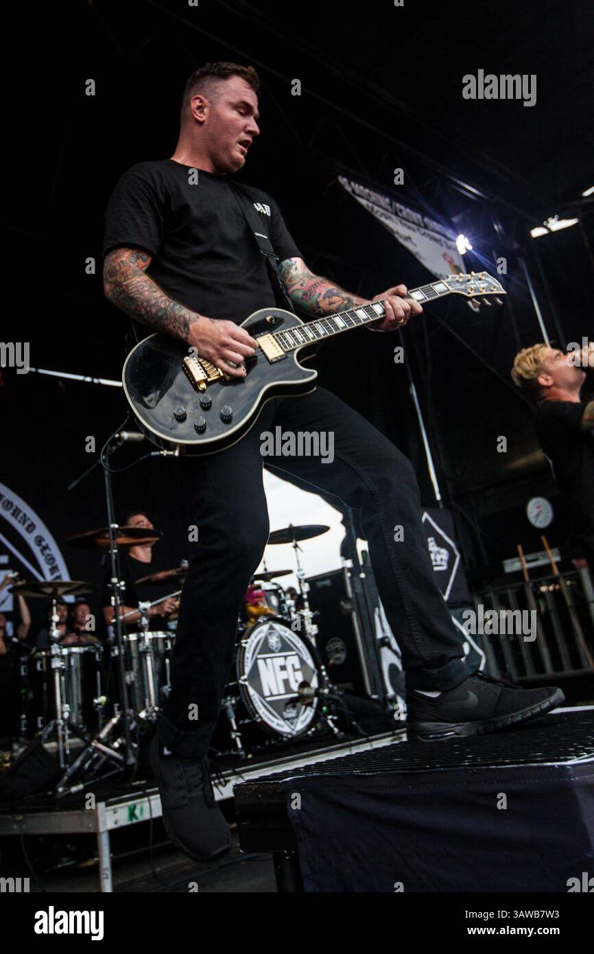 25 giugno 2016 - San Antonio, Texas, USA - New Found Glory si esibisce al Warped Tour 2016 a San Antonio, Texas il 25 giugno 2016 (06/25/16). Foto di CHAD GILBERT. (Immagine di credito: © Michael Mullenix via ZUMA Wire) Foto Stock