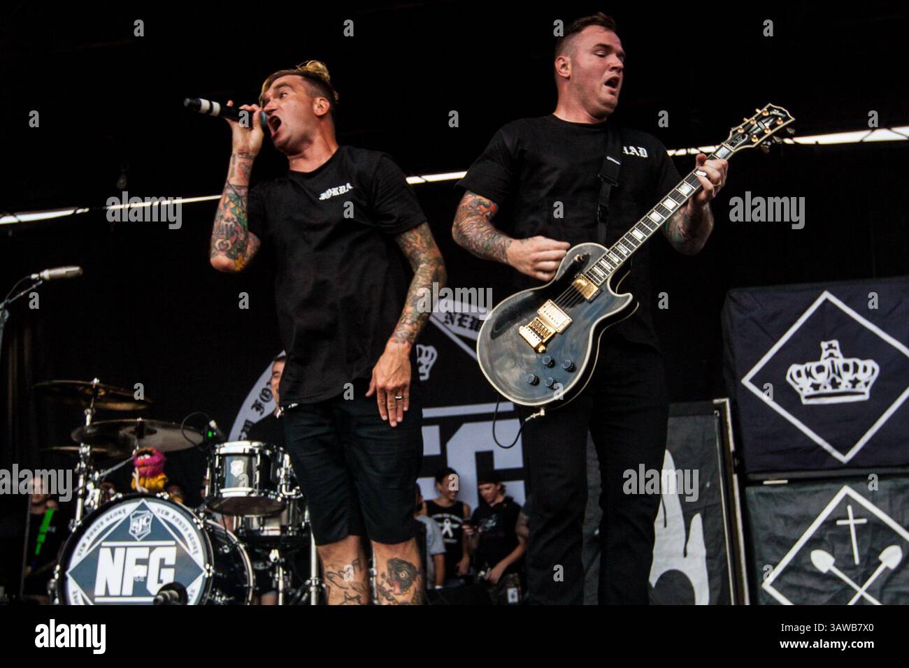 25 giugno 2016 - San Antonio, Texas, USA - New Found Glory si esibisce al Warped Tour 2016 a San Antonio, Texas il 25 giugno 2016 (06/25/16). Foto di JORDAN PUNDIK e CHAD GILBERT. (Immagine di credito: © Michael Mullenix via ZUMA Wire) Foto Stock
