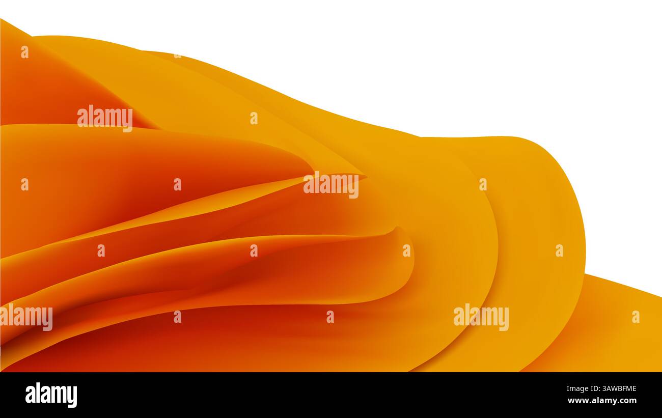 Motivo grafico di sfondo giallo astratto 3D con moderna onda rossa. Carta a strati con texture grafica e tessuto dinamico sfumato per la presentazione. Tubazioni fluide Illustrazione Vettoriale