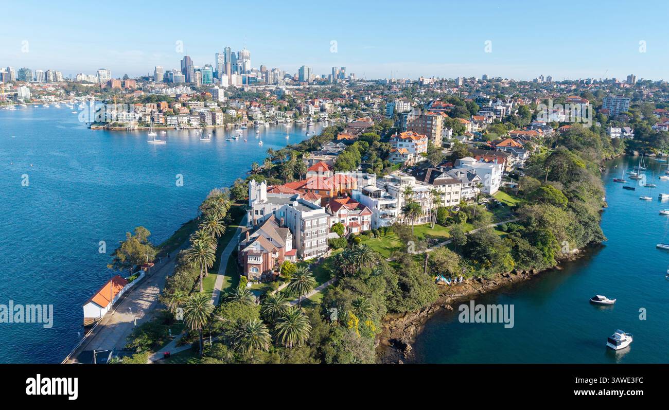 Il sobborgo di Sydney di Cremorne e North Sydney sullo sfondo. Foto Stock