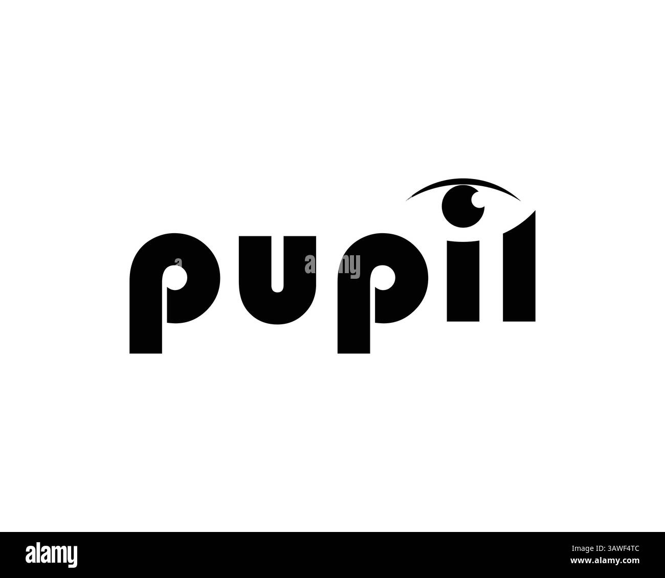 Modello di design del logo del marchio di parole della pupilla Illustrazione Vettoriale