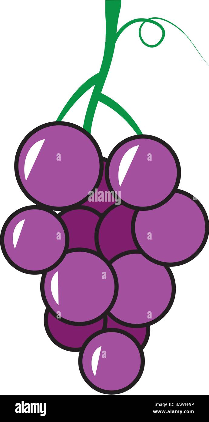 Logo Grapes. Uva isolata su fondo bianco Illustrazione Vettoriale