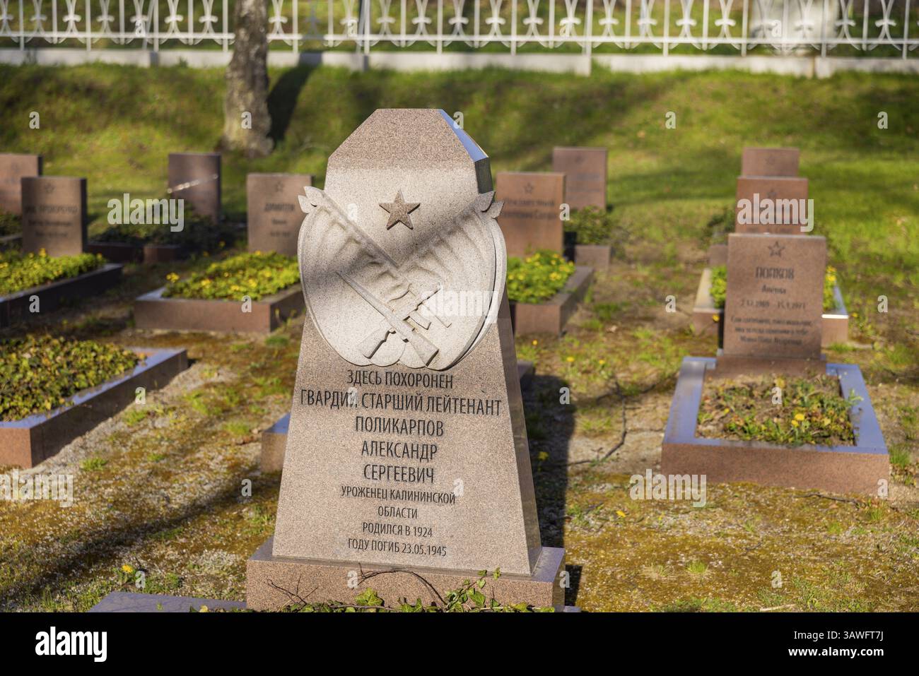 Il cimitero d'onore sovietico di Freiberg è il luogo di riposo di 114 soldati e ufficiali dell'Armata Rossa che morirono durante i combattimenti nel Foto Stock