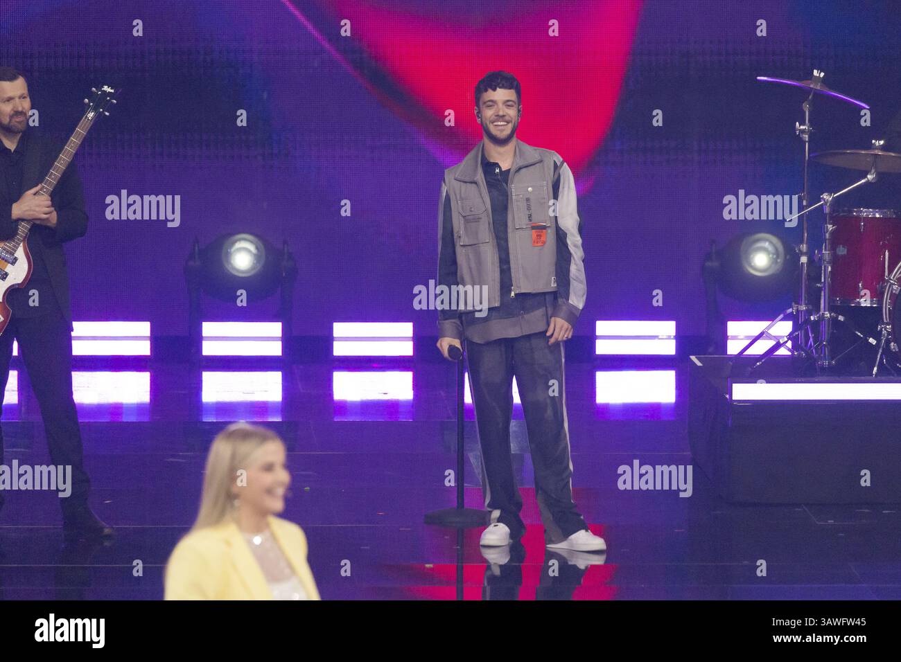 Luca Haenni al Beatrice Egli Show presso lo Studio Berlin Adlershof il 08.04.2025. La trasmissione si svolgerà il sabato di Pasqua, 19 aprile 2025, alle 20:15 Foto Stock