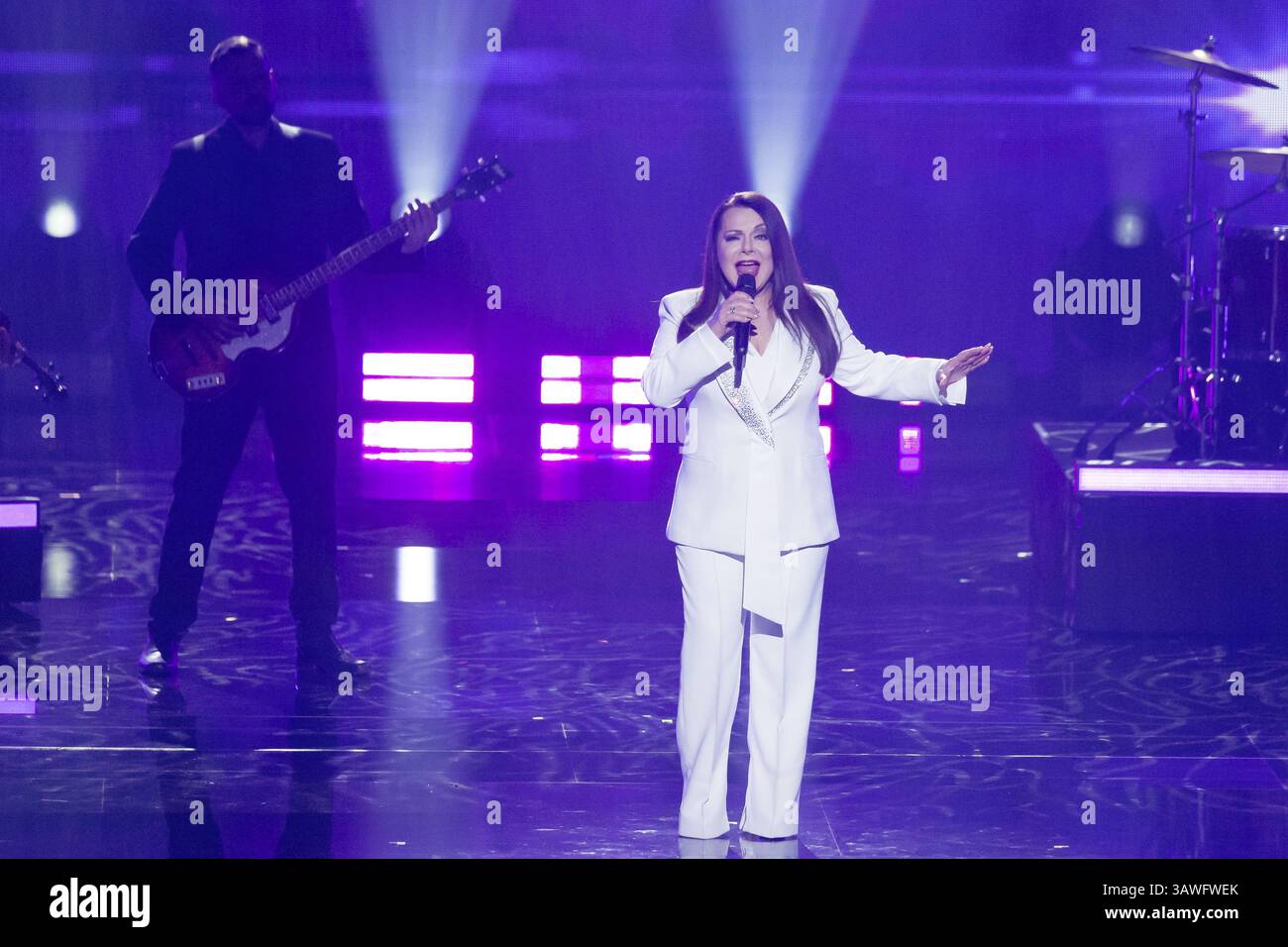 Marianne Rosenberg al Beatrice Egli Show presso lo Studio Berlin Adlershof il 08.04.2025. La trasmissione si svolgerà il sabato di Pasqua, 19 aprile 2025 Foto Stock
