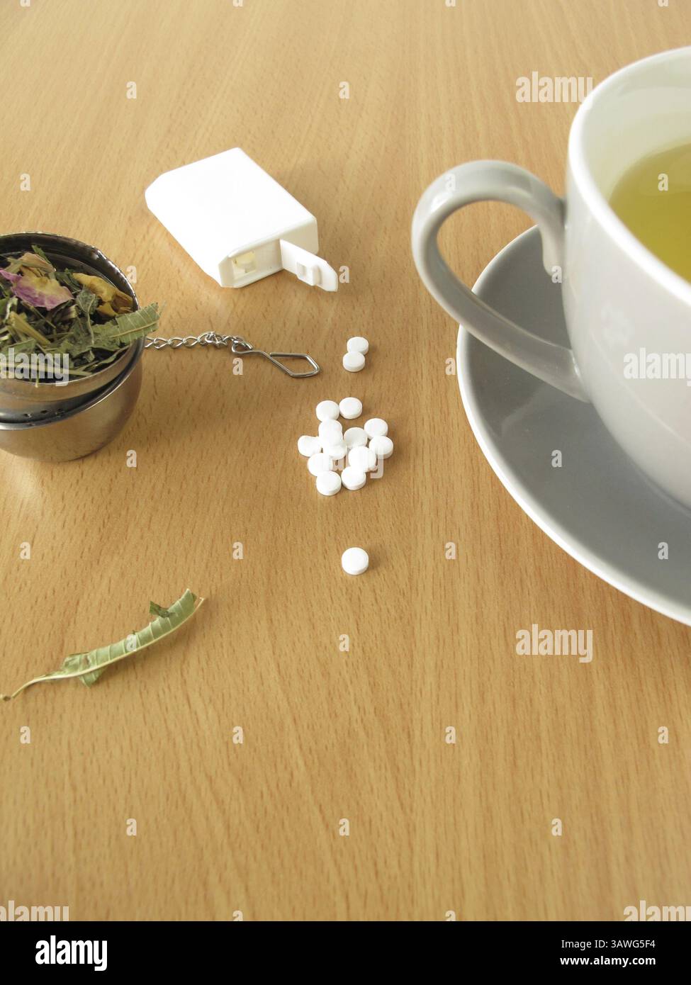 Tè con compresse dolcificanti Foto Stock