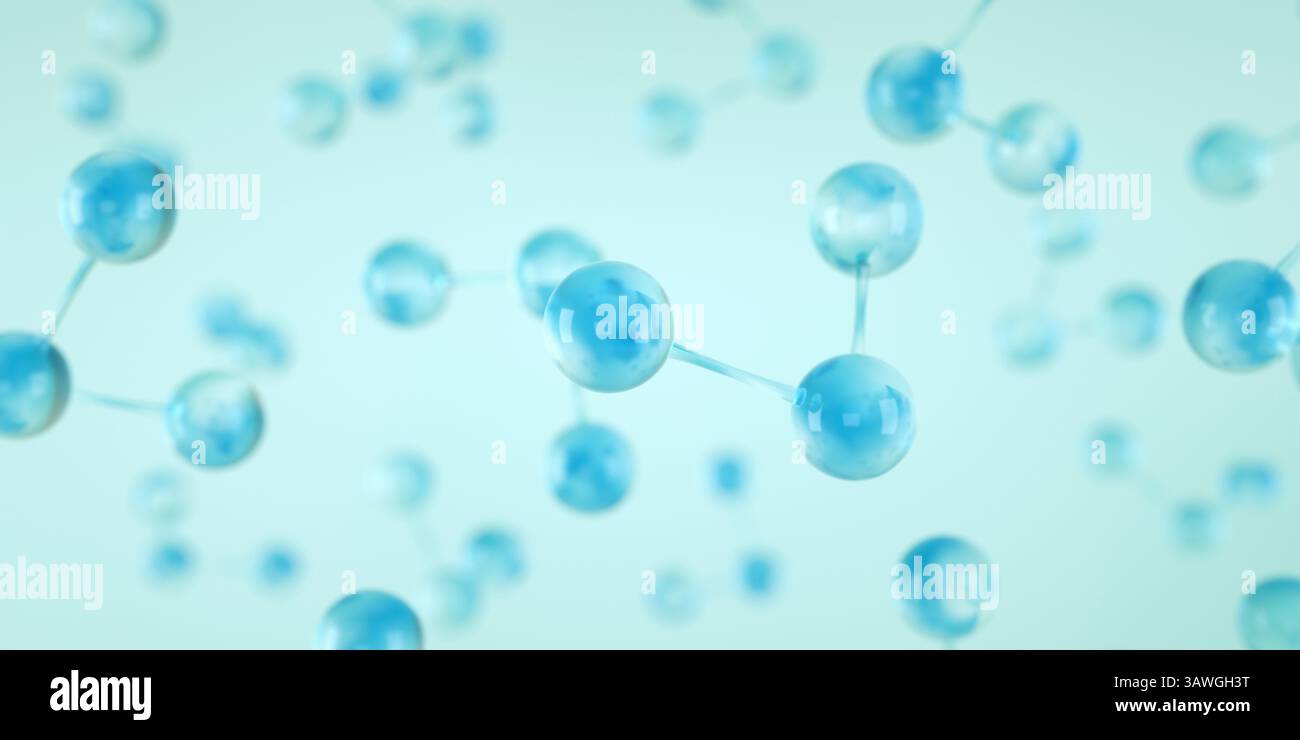 Formula chimica e modello molecolare di ozono O3, molecola O3 Foto Stock