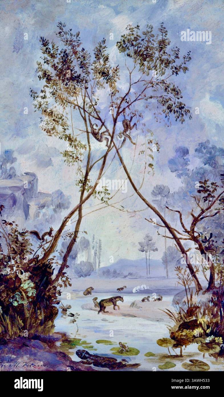 Jose Maria Velasco - Flora e fauna del periodo Cenozoico del Miocene. Evoluzione della vita continentale sulla Terra Foto Stock