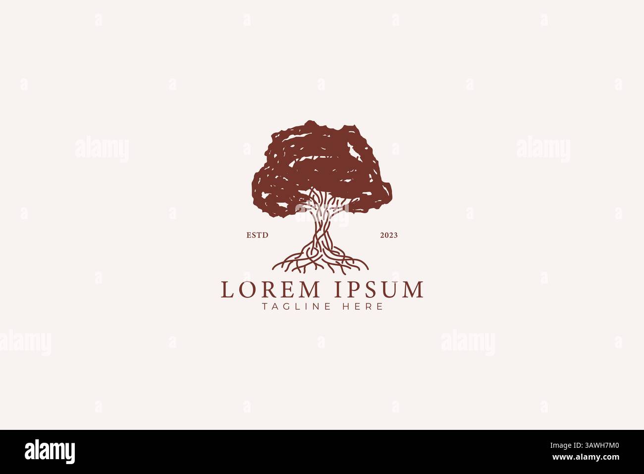 Logo Natural Park Tree concetto unico e dettagliato identità del marchio artigianato biologico prodotto locale Illustrazione Vettoriale