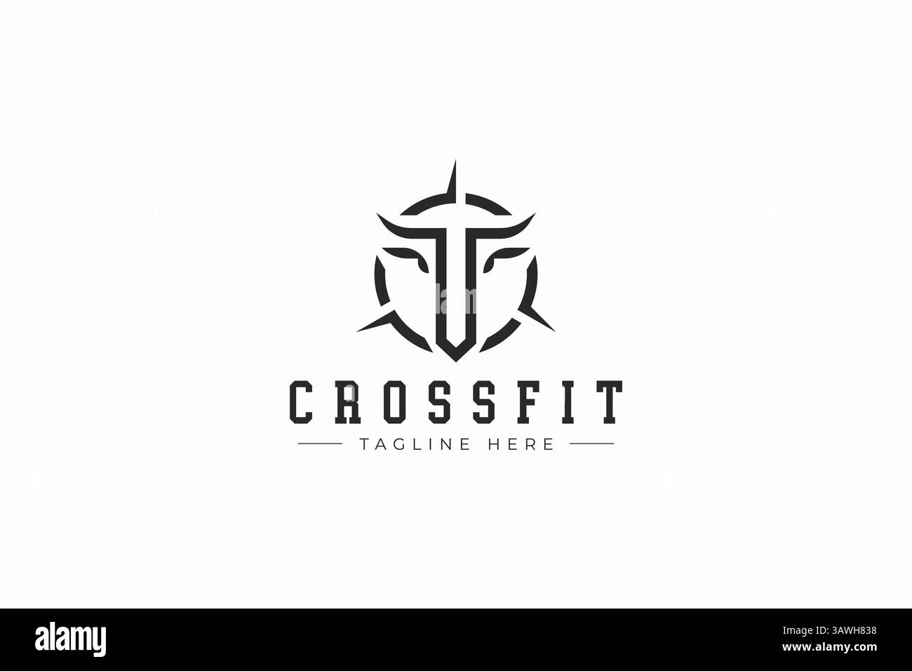Palestra Business fitness Cross Fit sollevamento pesi con lettera C Abstract Shape Head Bull Bison Buffalo Illustrazione Vettoriale