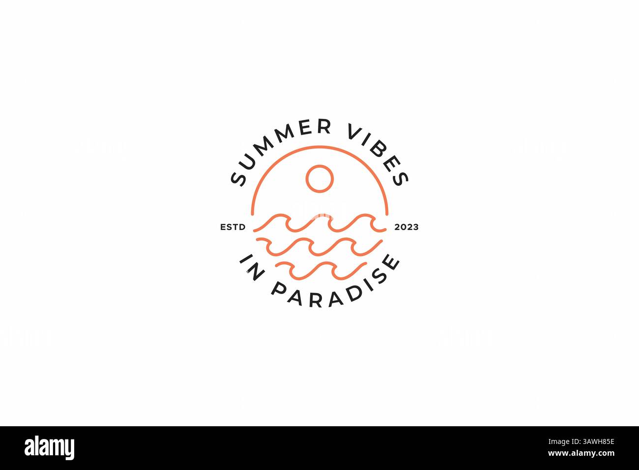 Logo Summer Vibes in Paradise per il concetto di illustrazione del negozio di abbigliamento aziendale Illustrazione Vettoriale